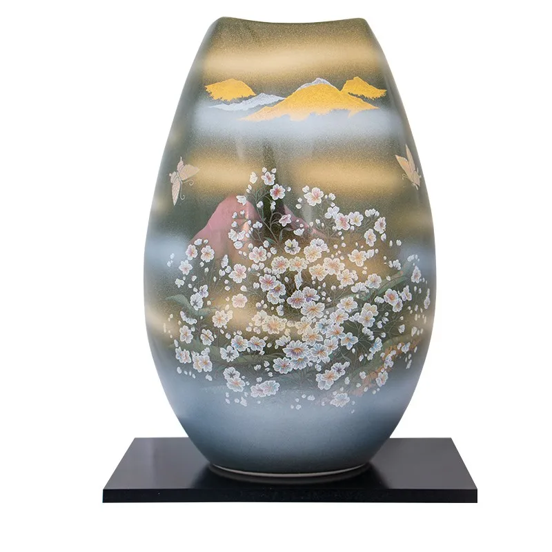 

Japanese Style Gold Coloured Peony Ceramic Vase Fuji Sakura Ceramic Vase