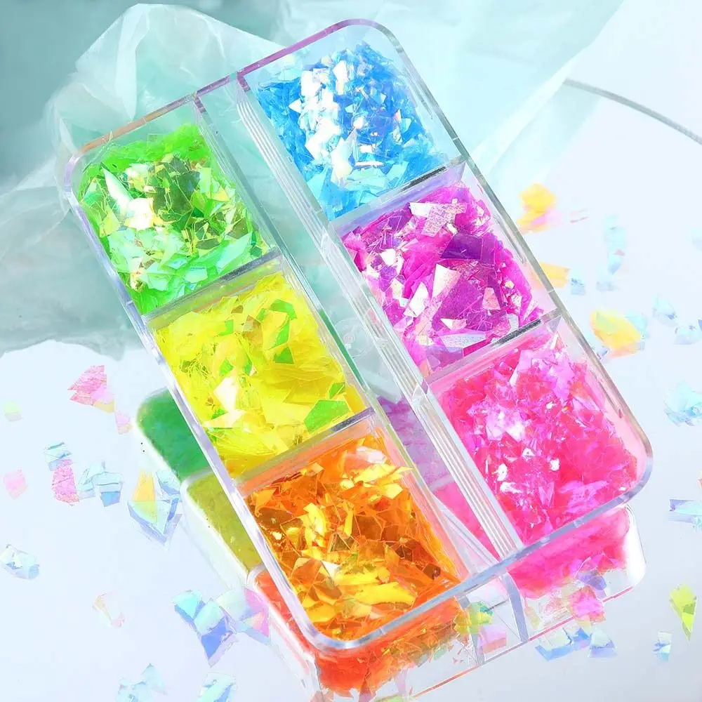 

Nail Glitter Glass Paper Aurora Nail Glass Paper Irregular Nail Cellophane Broken Glass Foils Decals Ice Cube Aurora Color