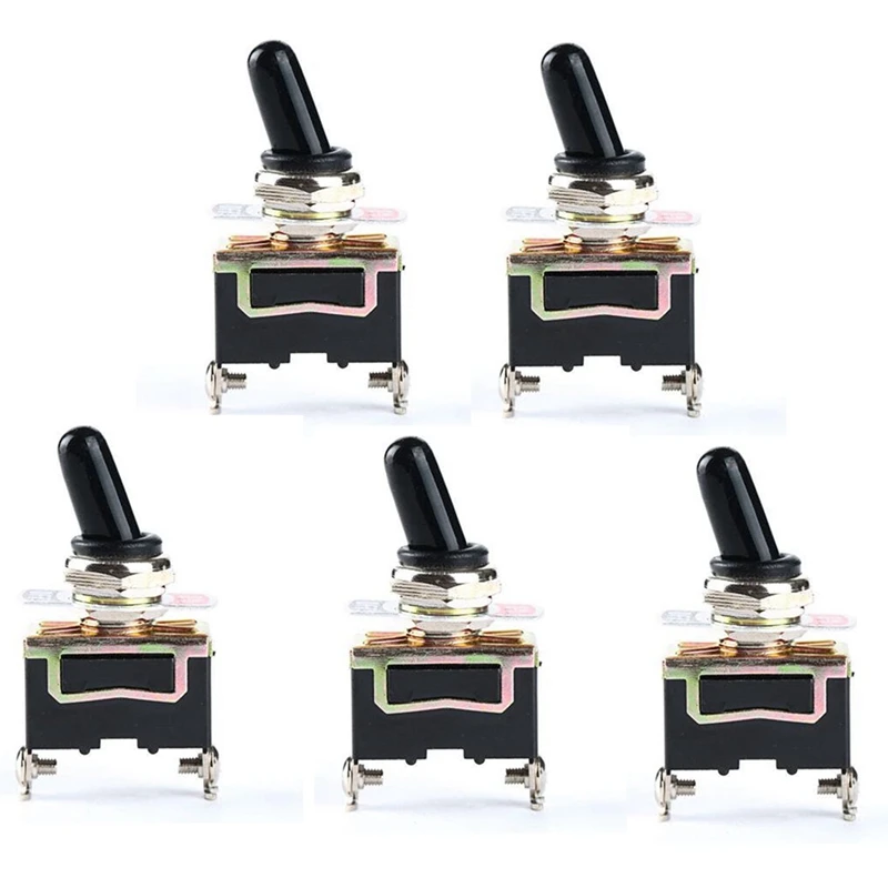 

5Pcs 15A 250V ON/OFF SPST 2Pin Heavy Duty Rocker Switch Car Boat Rocker Toggle Switch With Waterproof Boot