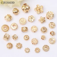 wholesale 14k18k real gold plated flat spacer loose beads diy bracelets jewelry accessories findings separator round beads