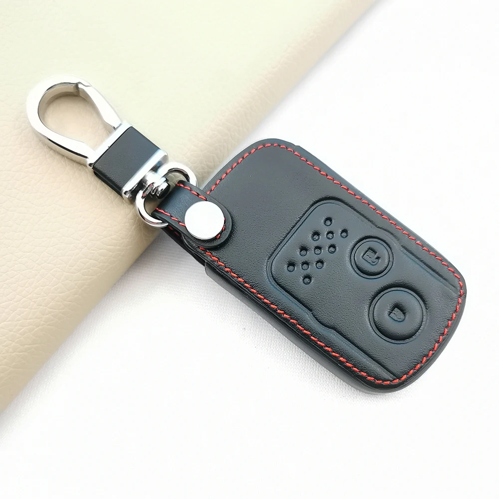 

Leather Key Holder Case Cover Keychain for Honda Fit Shuttle Freed Spike Hybrid Stepwgn Spada Keyless Smart 2 Buttons Protector