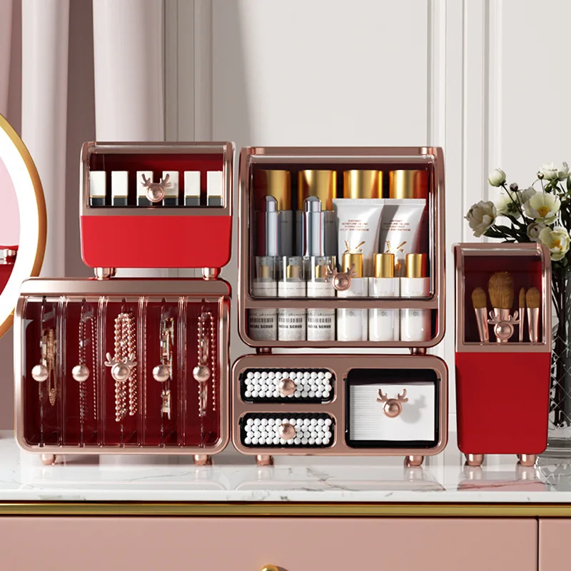 Light Luxury Makeup Organizer Drawer Bathroom Cosmetic Storage Box Lipstick Container  Facial Mask Powder 5-Piece Set Organizer