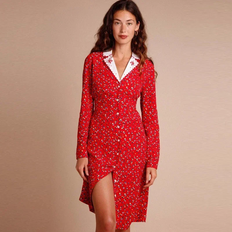 Женское повседневное мини-платье с цветочным принтом винтажные осенние платья