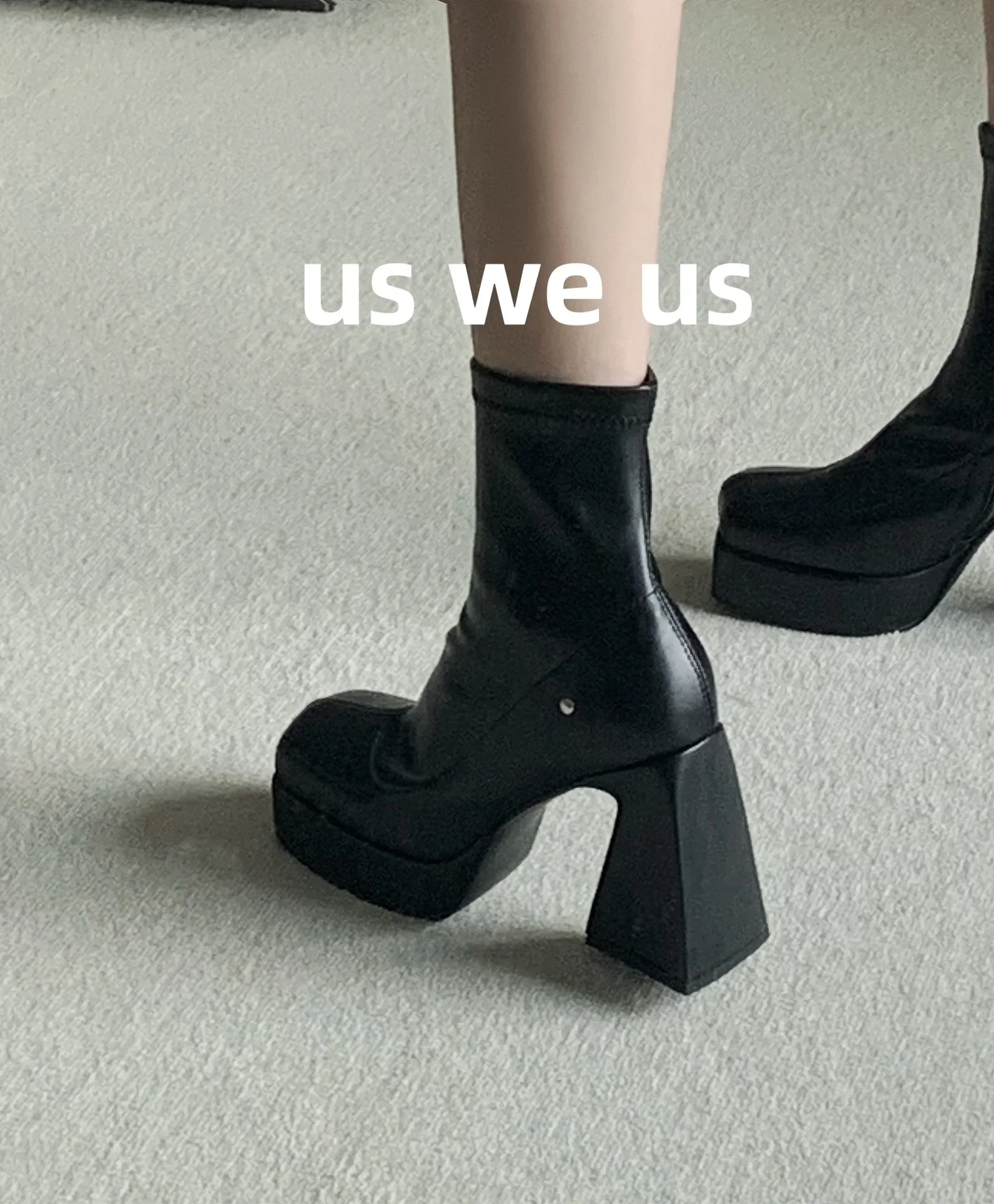 

Women's Winter Leather Boots Fashionable Super High Heel Platform Women's Shoes and Nude Short Boots Botas Invierno Mujer 2023