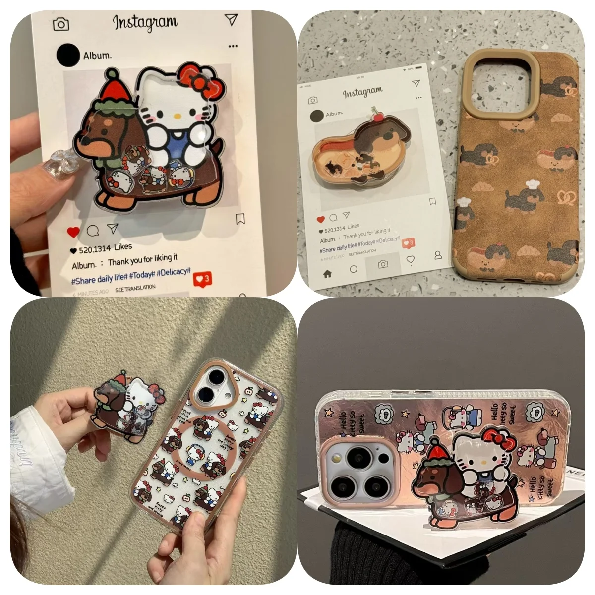 MINISO мультфильм Рождественская такса милый держатель для телефона Hello Kitty