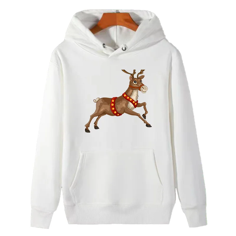 Santa Reindeer christmas sweatshirt graphic sweatshirts christmas thick sweater hoodie fleece hoodie Women's Christmas sweater