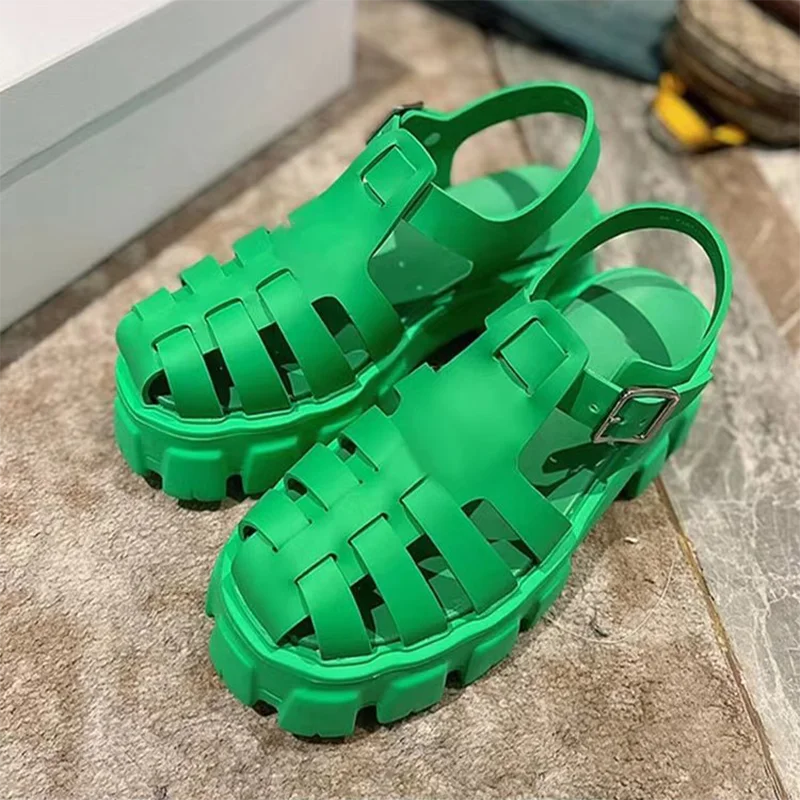 

2022 Summer Selling Women's Sandals Fashion Sexy Hollow Round Head Screw Beach Sandals Casual Breathable Platform Rome Sandalias
