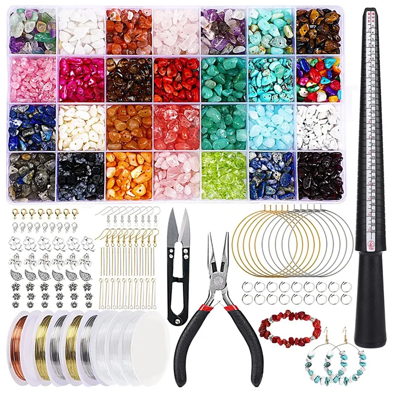 

Natural Irregular Chip Stone Jewelry Stone Crystal Ring Earring Making Kit Ring Size Mandrel For Jewelry DIY Craft