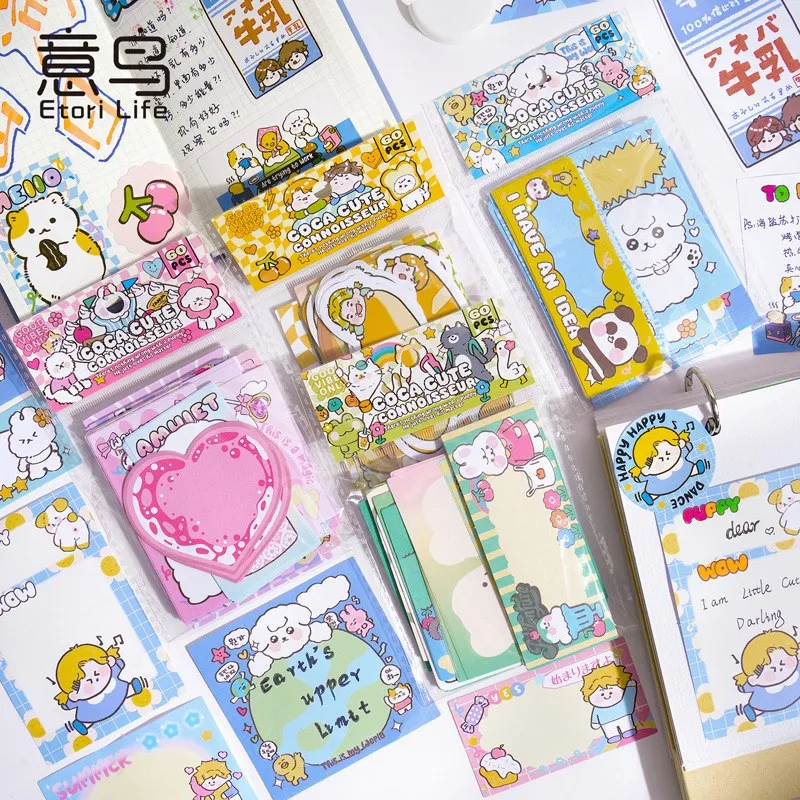 

60 Sheets Kawaii Cartoon Memo Pad Cute Rabbit cat Perfect For Girls And Leaving Messages Sticking Paper