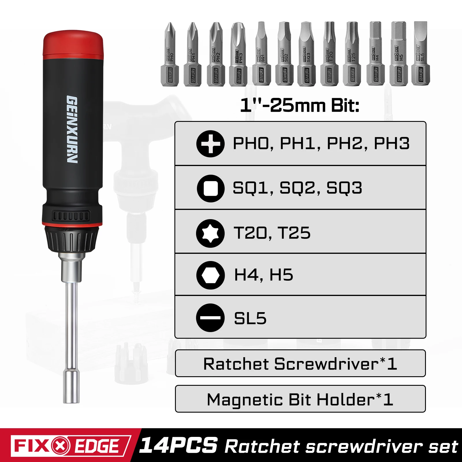 

Набор отверток Geinxurn с храповым механизмом