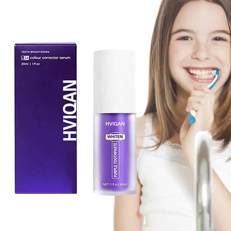 

Teeth Brightening Toothpaste Purple Color Corrector Toothpaste For Teeth White 30ml Non-invasive Brightening Tooth Care