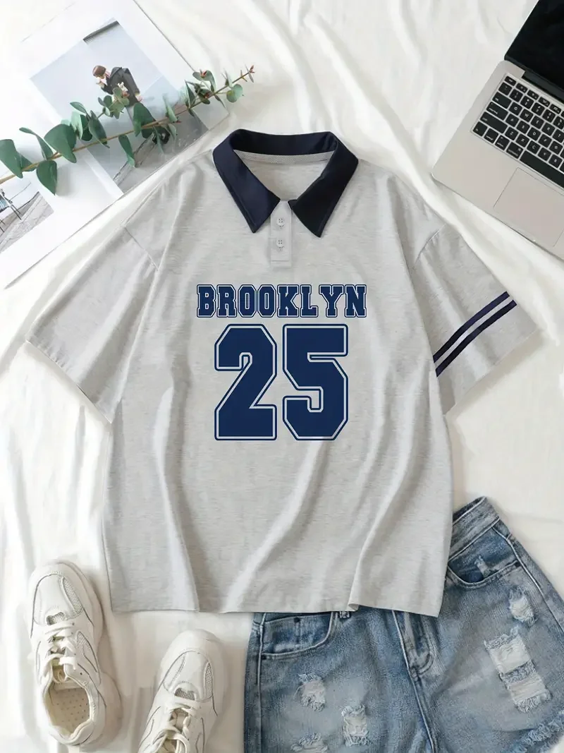 Рубашка-поло Brooklyn В Винтажном Стиле Повседневный Топ Для Гольфа С Короткими