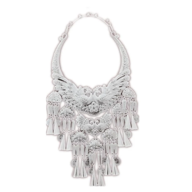 Этнический воротник Минори Мяо Серебро Тоцзя Детское серебряное ожерелье Яо