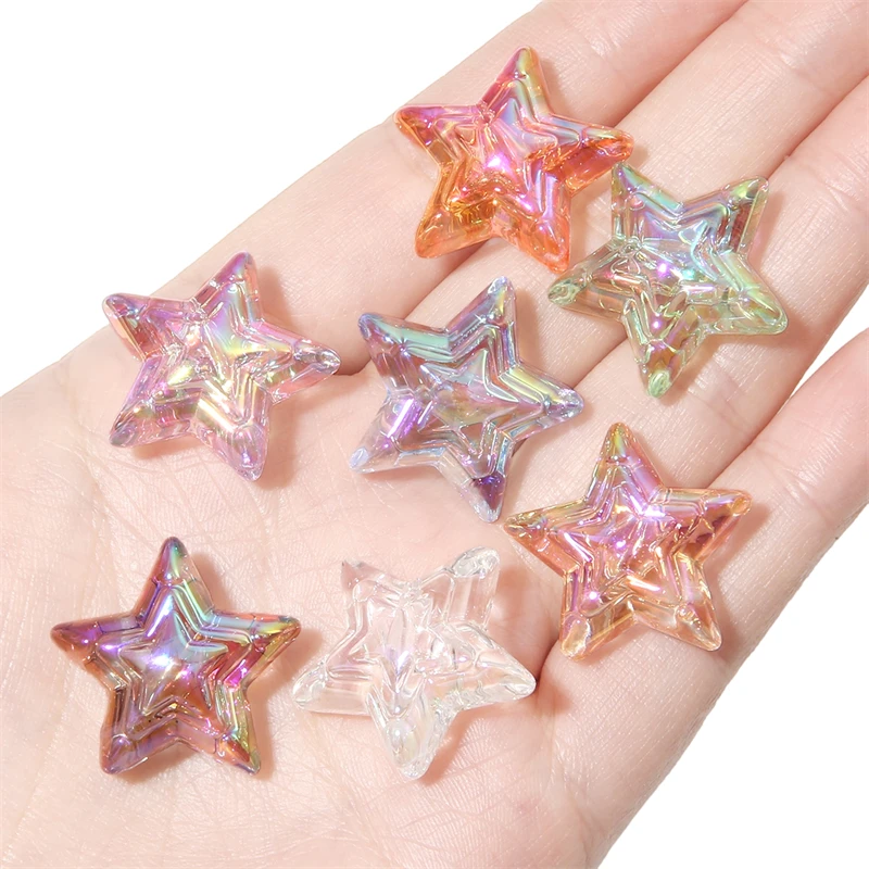 Прозрачные Акриловые бусины с УФ эффектом 4 шт. 24 мм отверстие 2 для браслетов