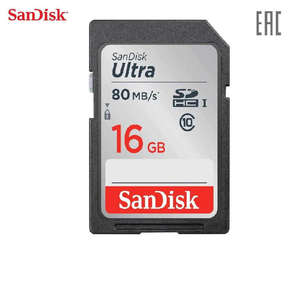 Карта памяти Sandisk Ultra SDHC SDSDUNC-016G-GN6IN 16Гб UHS-I |