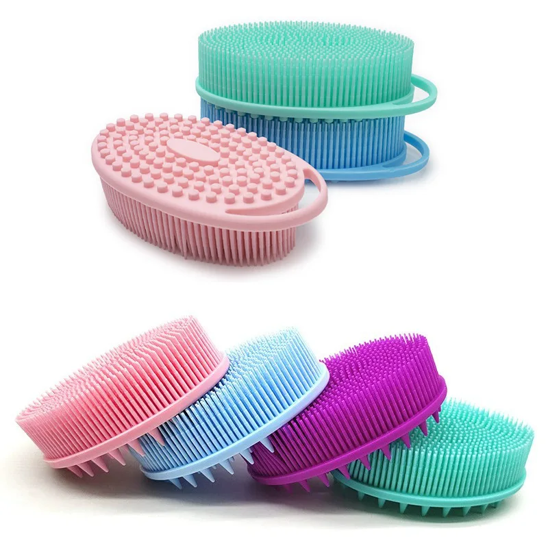 

Soft Silicone Brush Wash Bath Shower Exfoliating Skin Fit For Baby Adult Bath Shampoo Head Massage Brush Supplies siliconebrush