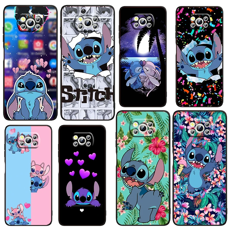 

Disney Cartoon Stitch Phone Case For Xiaomi Mi Poco X4 X3 NFC F4 F3 GT M5 M5s M4 M3 Pro C40 C3 5G Funda TPU Black Cover