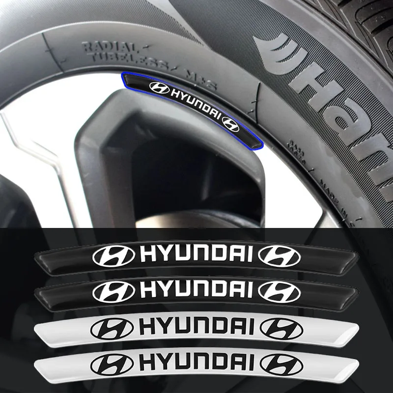 

4pcs Car Metal Wheel Tire Stickers Decals Decored Sticker For Hyundais Tucson Creta Accent i30 Sonata Elantra Solaris Kona IX35