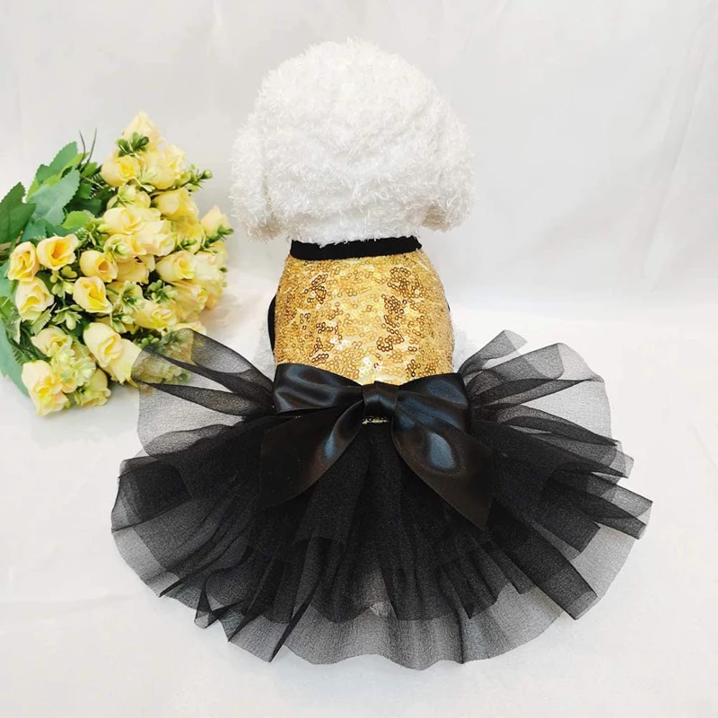 

Cute Dog Dress For Small Dogs Chihuahua Pug Clothes Sweet Princess Style Cat Princess Dress Dog Wedding Dress Bow Skirt S-XL