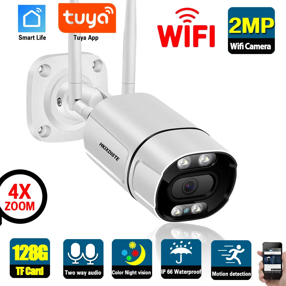 

Tuya Smart Life 2MP Wifi IP Security Camera Outdoor Color Night Vision Wireless Monitoring Cam 1080P HD CCTV Surveillance Camera