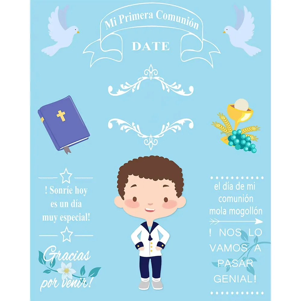 Мальчики Девочки Тема Первого Святого Причастия Индивидуальный Праздничный Фон