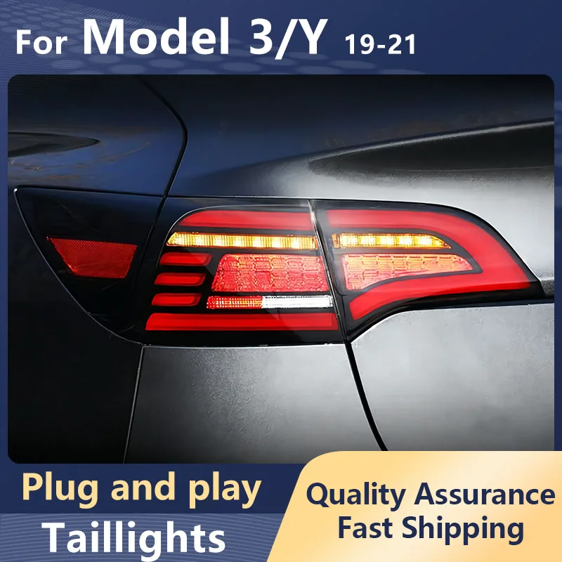 

Car Styling Taillight For Tesla Model Y Model 3 2019-2022 LED DRL Dynamic Turn Signal Brake Reversing Fog Tail Lamps Accessaries