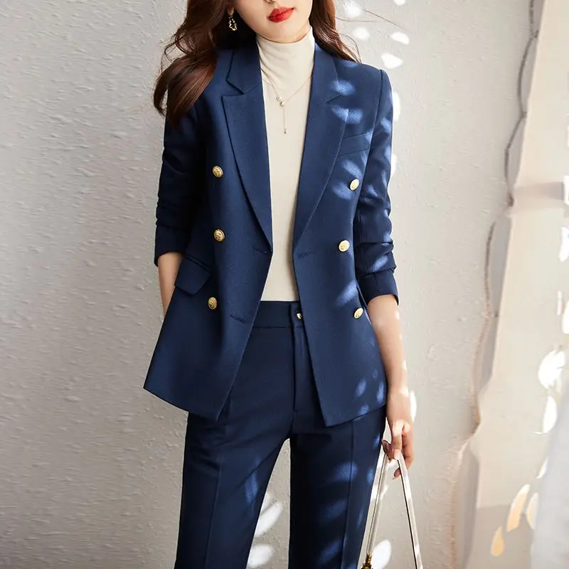 Женский офисный костюм весна-осень модный Блейзер и жилет брючный простой