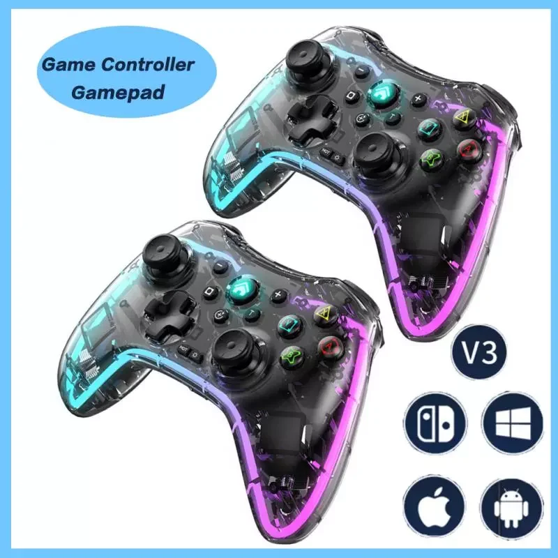 Фото Для, PS3/PS4, Android, IOS MFi/ Arcade, Прозрачный Bluetooth геймпад, портативный контроллер №2