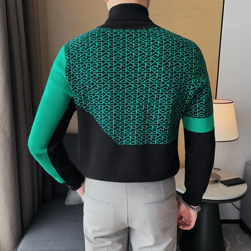 2023 Sweater Warm Men's Half Turtleneck Solid Color Pullover Fashion Thickening British Style Long-sleeved Top Pullover