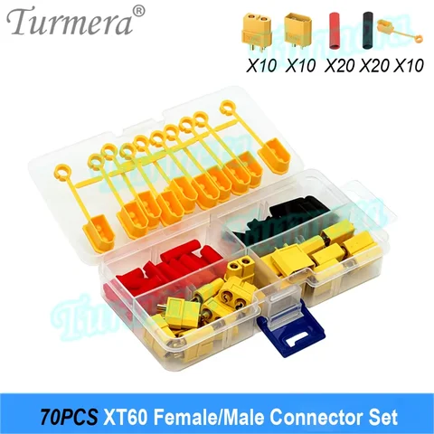 Разъем Turmera XT60, штекер, гнездо с термоусадочным кабелем длиной 30 мм, 16awg 30 А, предохранительный кабель для электровелосипеда или воздушного дрона 12 В, 24 В, 48 В, для самостоятельного использования