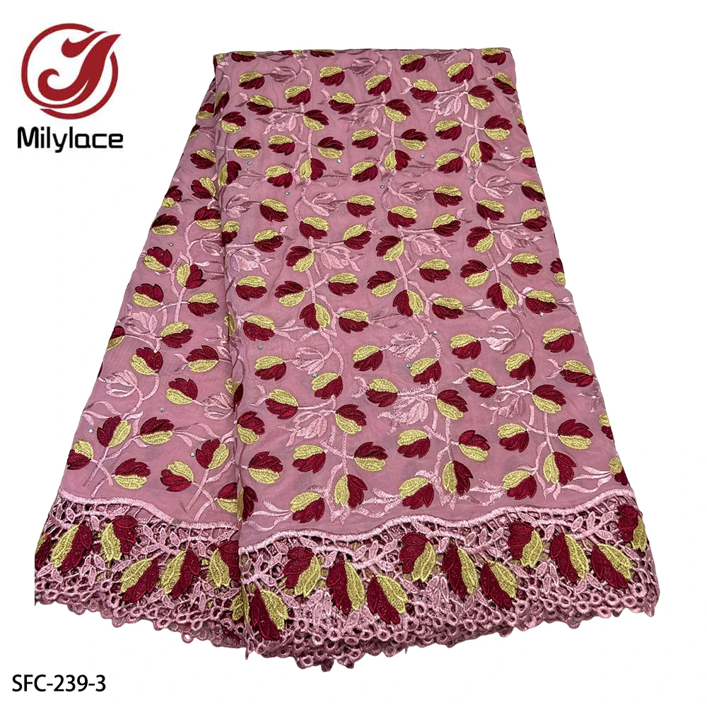 

Швейцарская хлопковая вуаль, африканская кружевная ткань, вышитая кружевная Ткань 5 ярдов в лоте