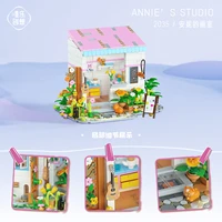 new style fairy tale town building blocks cafe studio mini street view assemble bricks anime model doll toys gifts for kids