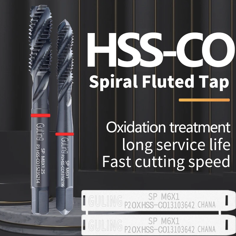 

GULING 1 шт. HSS-CO красное кольцо JIS стандарт со спиральным рифленым метчиком OX M2 M3 M4 M5 M6 M7 M8 M9 M10 M11 M12 метчики для машинной резьбы
