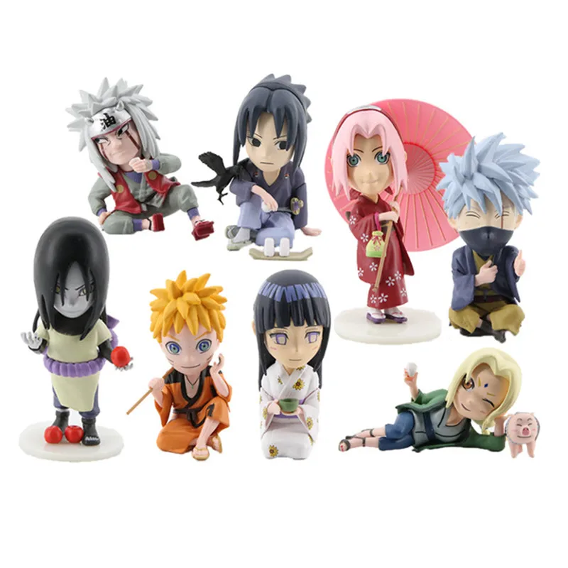 

8Pcs Anime Naruto Figures Kawaii Mini Model NARUTO Action Figuras Cartoon Model Kids Gift Toys Suit Dropshipping