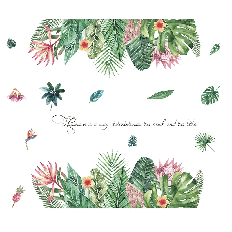 

Наклейка на стену с зелеными растениями и листьями