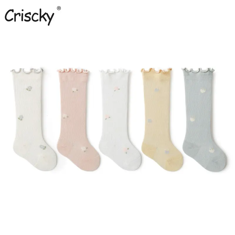 

5 пар/партия, детские кружевные носки с цветочным принтом