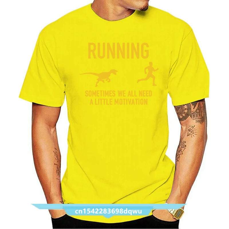 

Running Motivation Raptor New Style Dinosaur Tee T Shirt Men Custom Letter Round Collar Man's Tshirt Oversized Camisetase Hombre