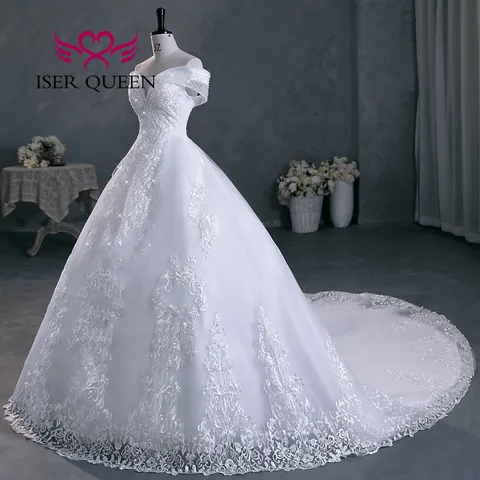 Crystal Beaded Off Shoulder Cap Sleeves Women Wedding Dresses 2023 Beautiful Embroidery Appliques Plus Size Wedding Dress WX0298