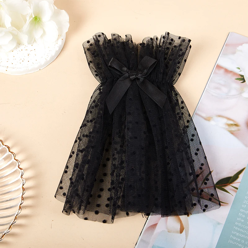 Нейл-арт искусственная плиссированная манжета белая черная сетка декор для