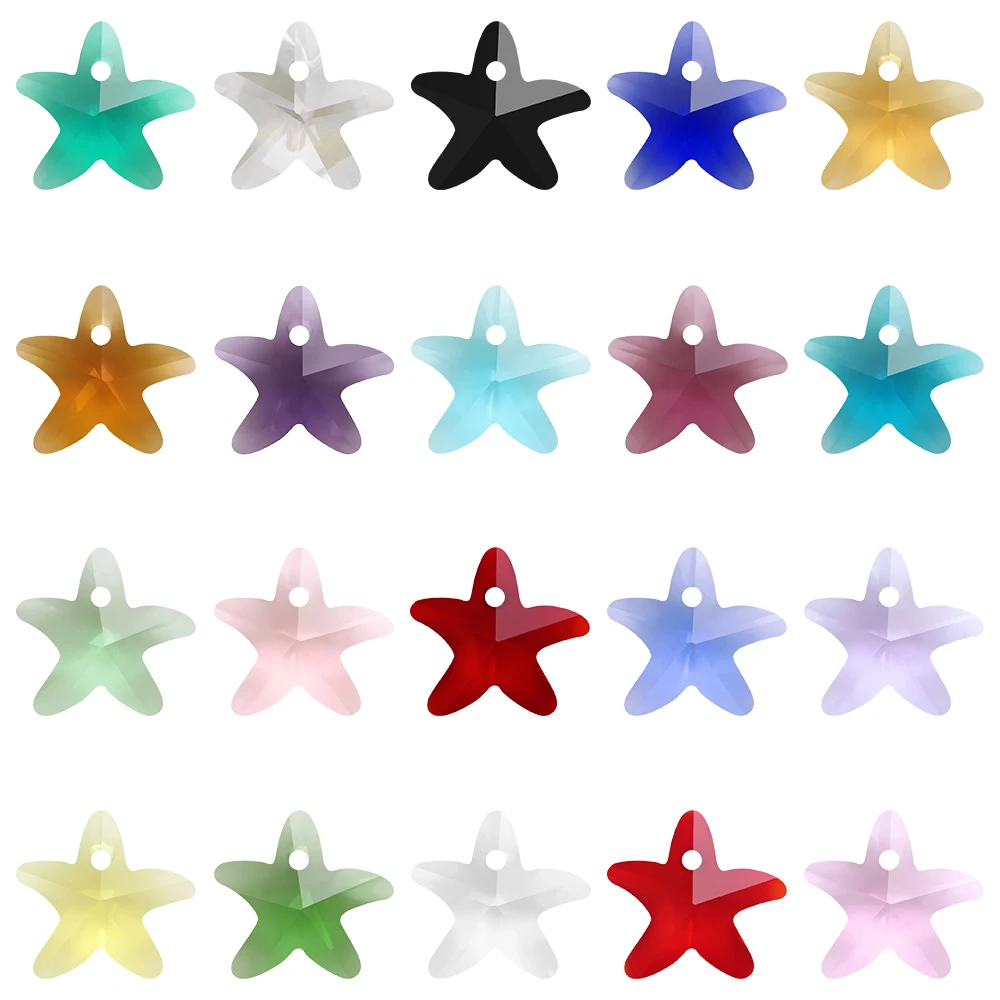 

20Pcs/Lot 14mm Austrian Crystal Glass Starfish Pendant Beads For DIY Making Women's Charm Earing Necklaces Jewelry Accessories