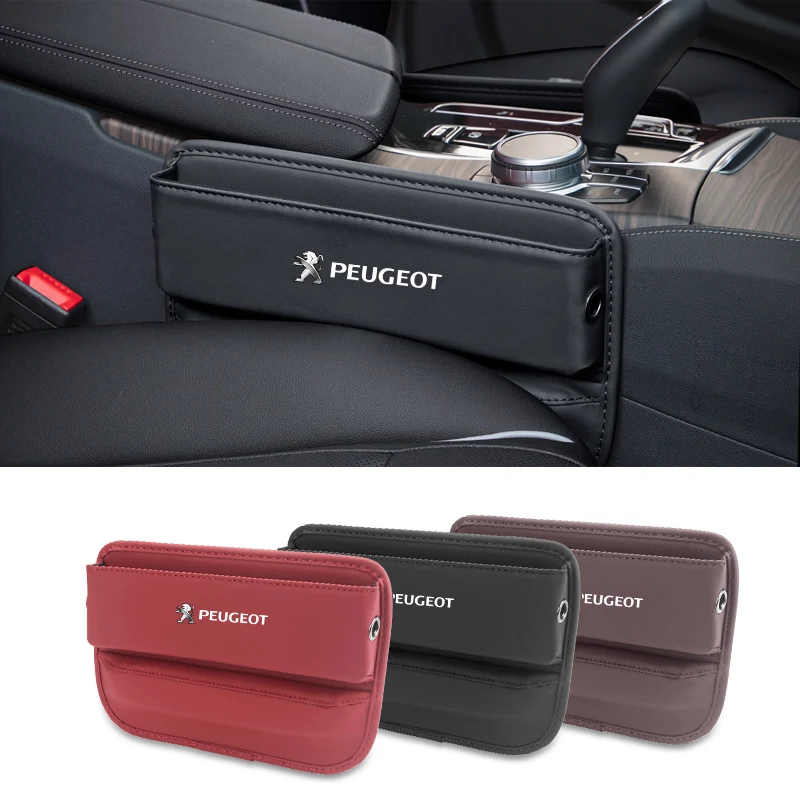 

Leather Car Seat Storage Box Slit Gap Filler Auto Interio Accessories For Peugeot 206 207 208 307 308 407 508 2008 3008 5008
