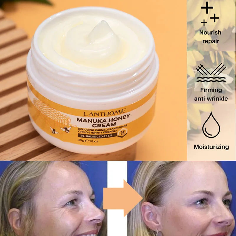

Lanthome Manuka Honey Cream Collagen Acne Anti-wrinkle Anti-aging Reduces Crow's Feet Moisturizes and Tightens Skin 30g