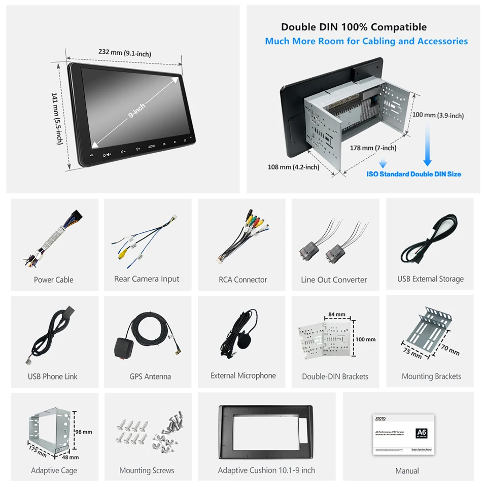 Автомобильный стерео-навигатор ATOTO A6 PF стерео-система на Android с 9 &quotэкраном GPS Wi-Fi