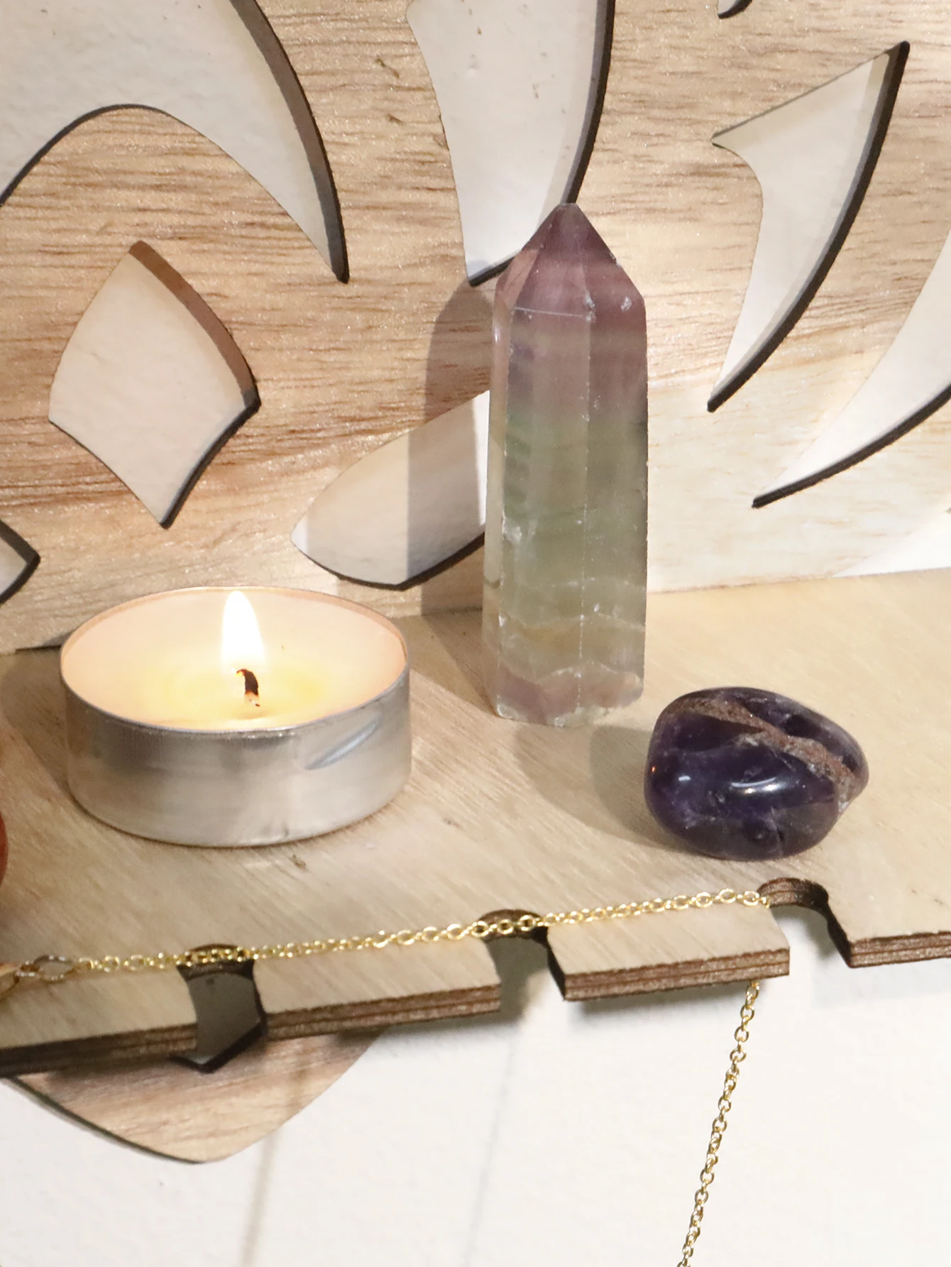 Деревянная подставка для кристаллов лотоса полая полка-держатель целебных