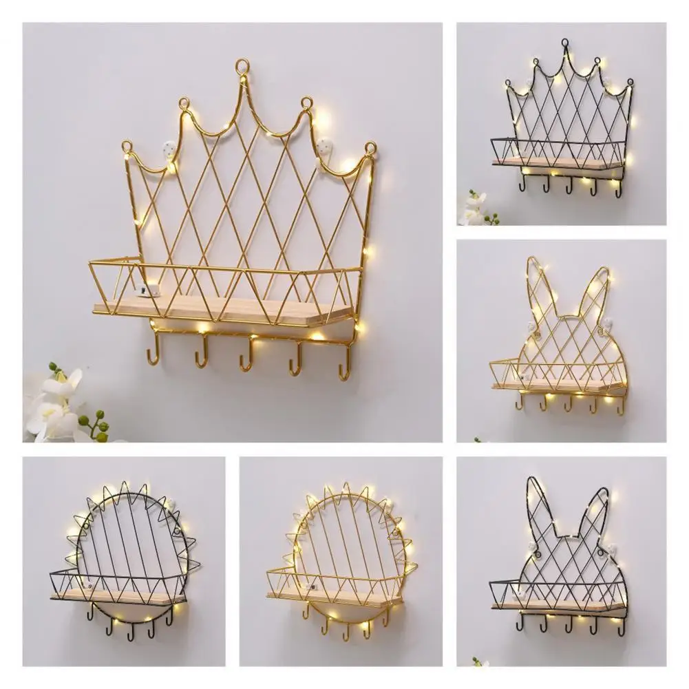 

Storage Holders Racks Decorative Storage Rack Punch Free Iron Large Capacity Exquisite Storage Shelf Holder Home Storage