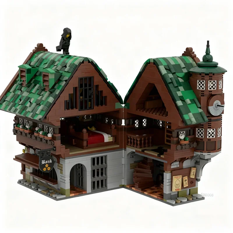 Фото 3040 деталей MOC: Средневековый Замок-Банк, Конструктор, Набор для Сборки, Креативные Игрушки, Образовательная Идея, Подарок на Праздник, Кирпичики №2