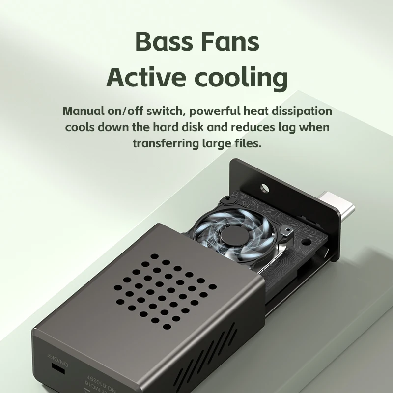 Корпус для твердотельного накопителя Hagibis 2230 M.2 NVMe с охлаждающим вентилятором USB