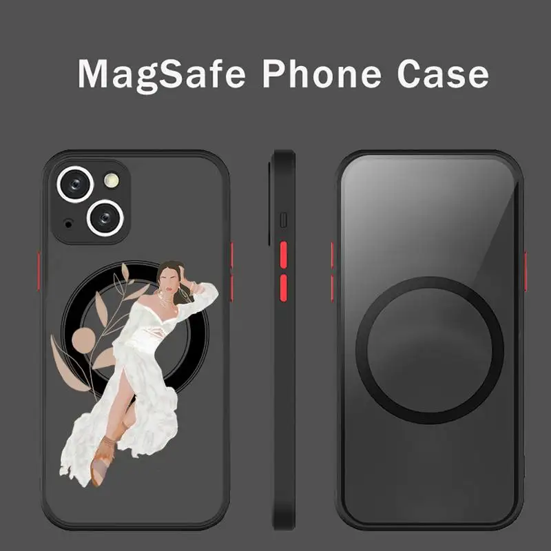 

Fashion Illustration woman floral Phone Case For iPhone 13 12 Mini Pro Max Matte transparent Super Magnetic MagSafe Cover