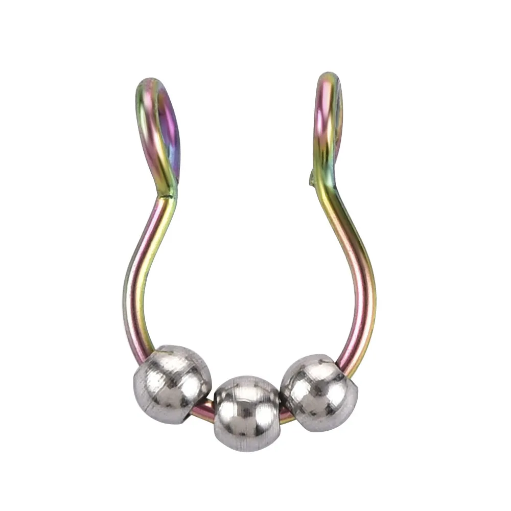 

1Pcs Nose Clip Beads Fake Septum Piering Stainless Steel Nose Rings Punk No Piercing Clip Hip Hop Rock Goth Non Perforation