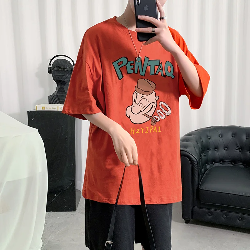 

Cartoon Graphic Oversized T-shirt Men's Summer Casual Harajuku Baggy Short Funny Sleeve T-shirt Japanese Style Tops for Teens